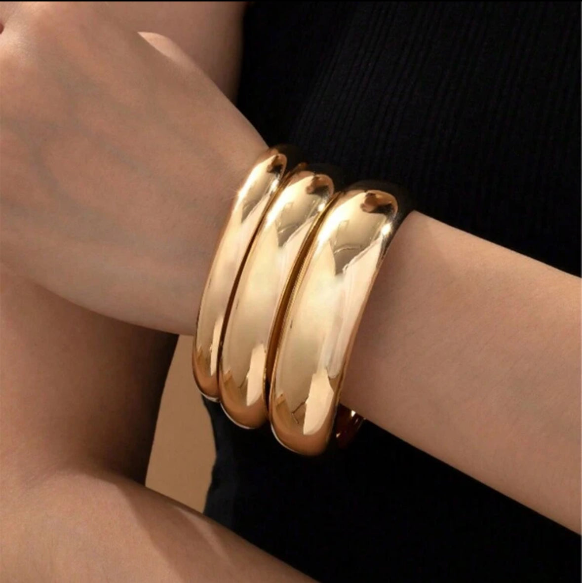 3 Pcs Gold Bangles Set