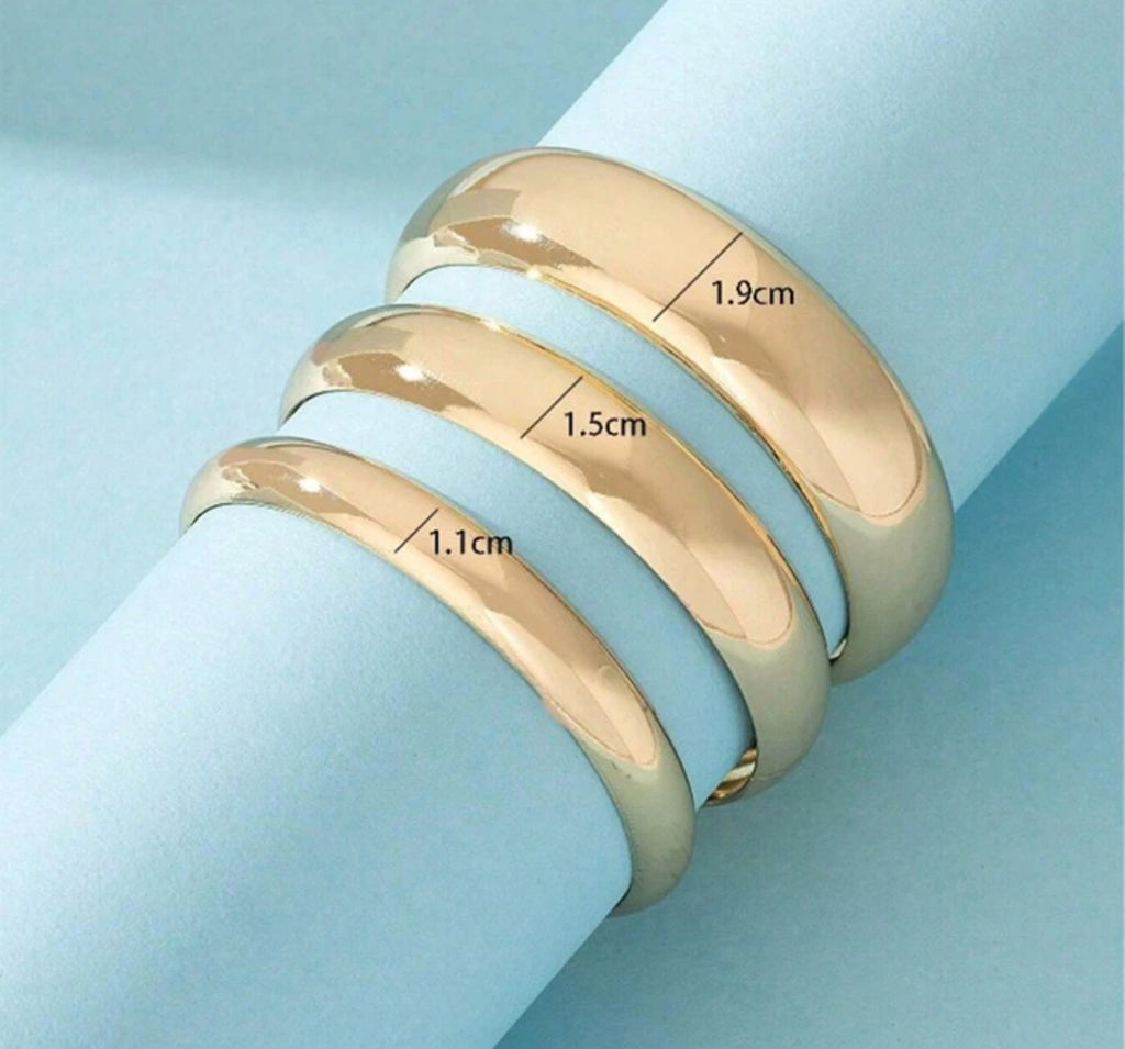 3 Pcs Gold Bangles Set