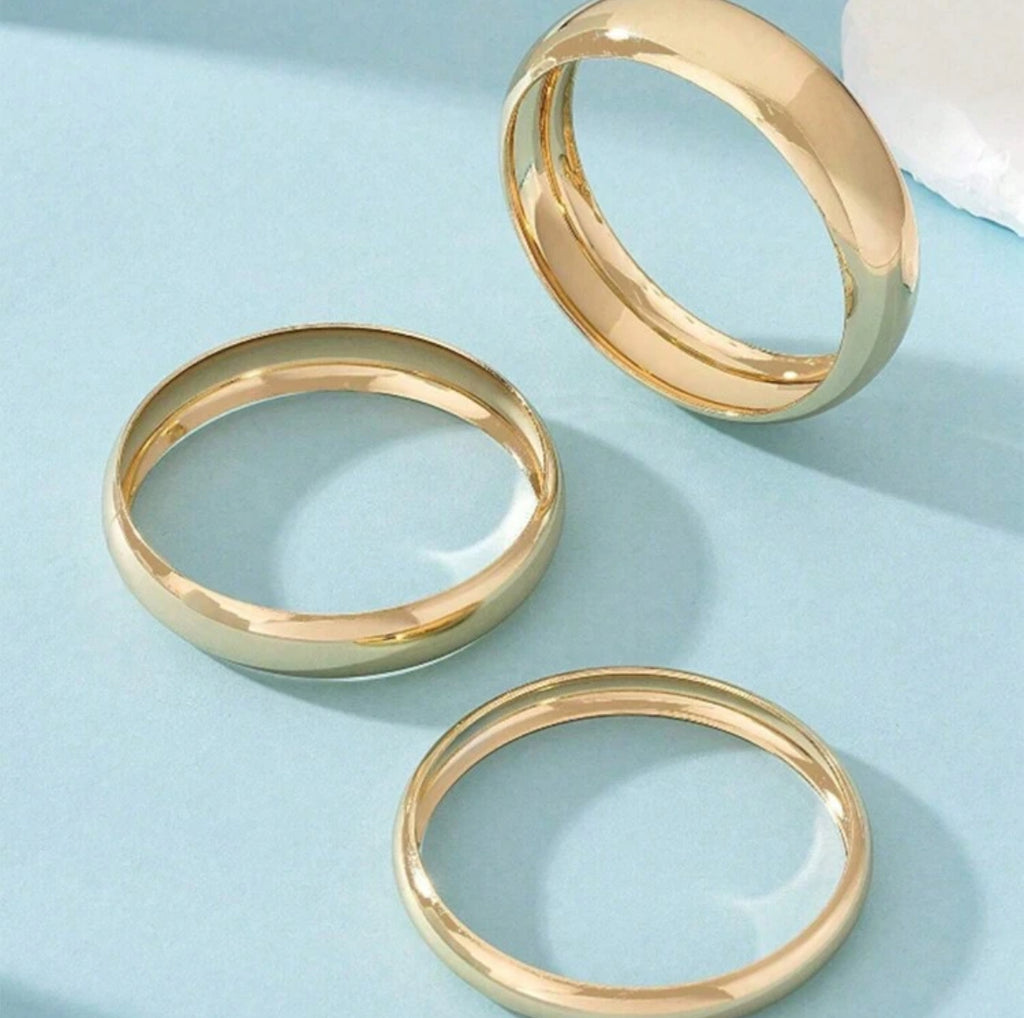 3 Pcs Gold Bangles Set