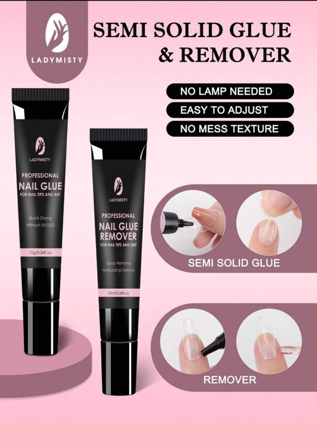 Gelly Press On Nail Glue & Remover Kit
