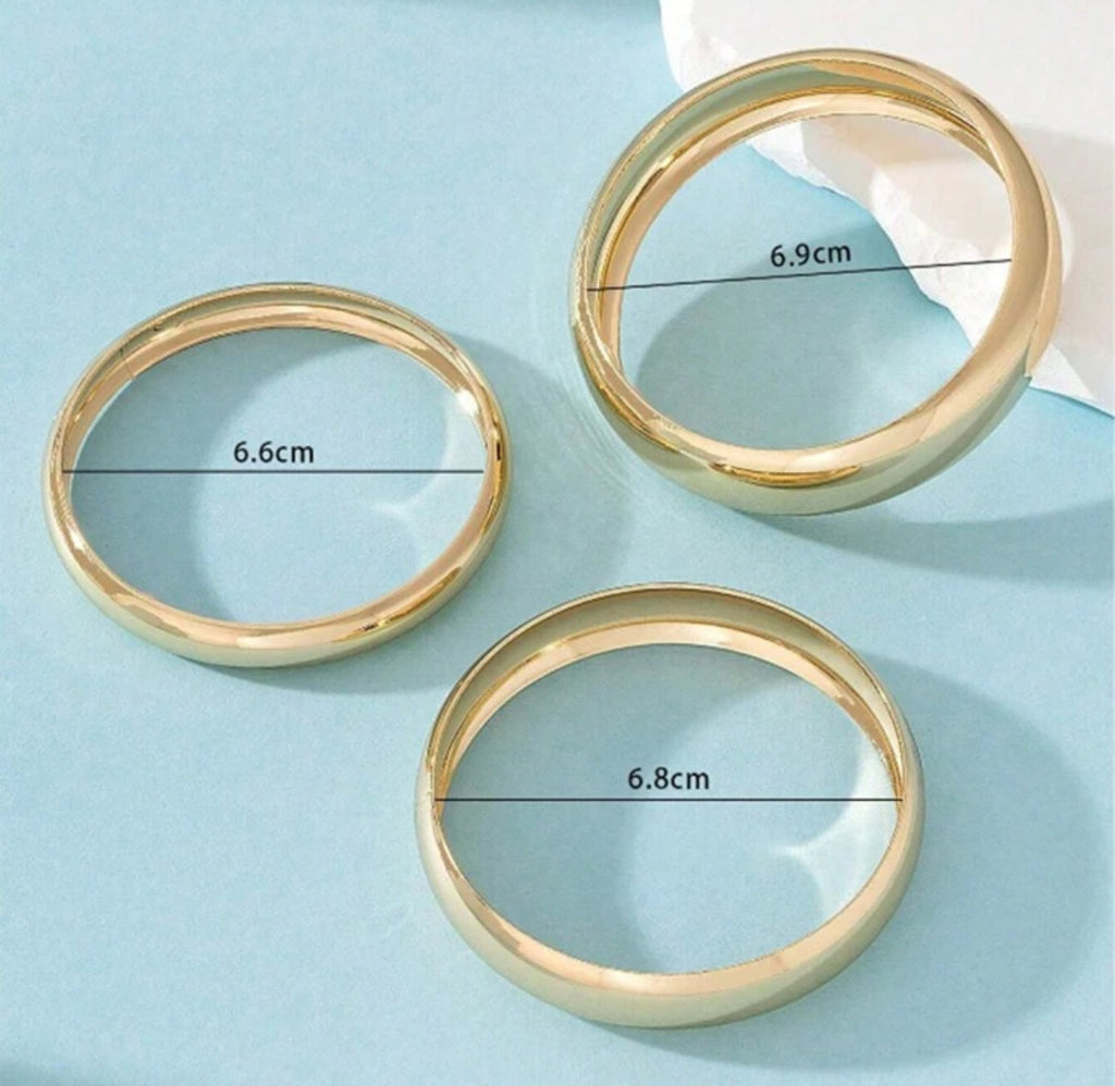 3 Pcs Gold Bangles Set